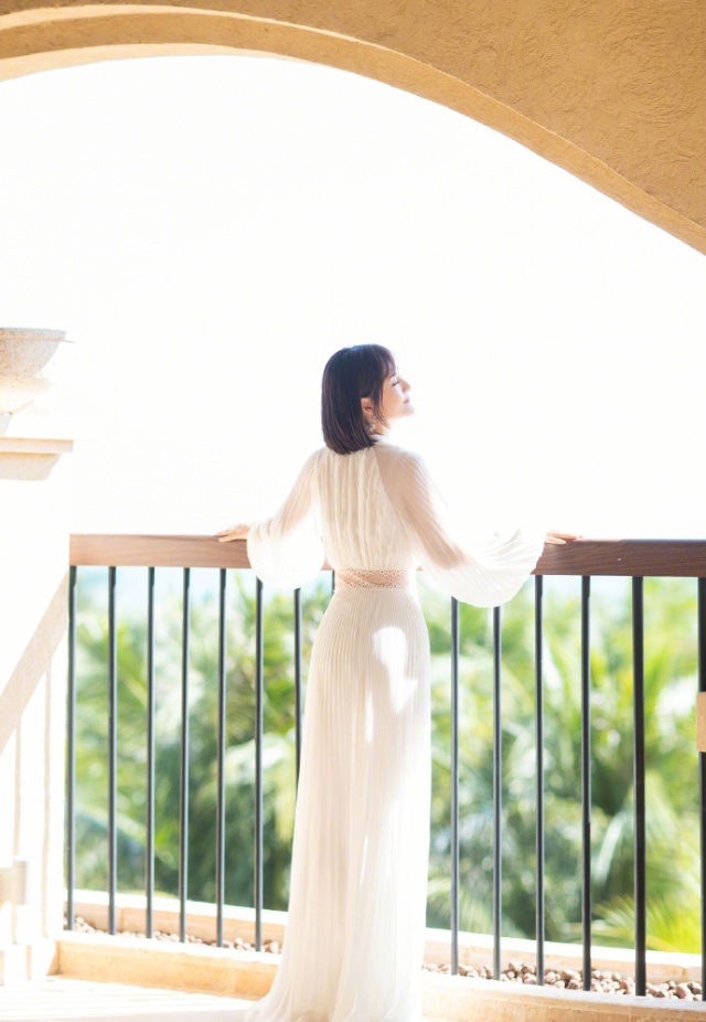 气质美女明星谢娜纯白长裙礼服写真图片(第6页)