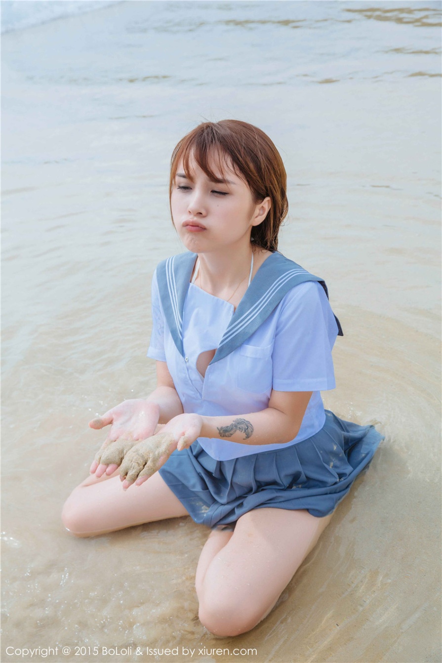 顶级人体模特美女夏美酱JK制服海边湿身写真图片(第20页)