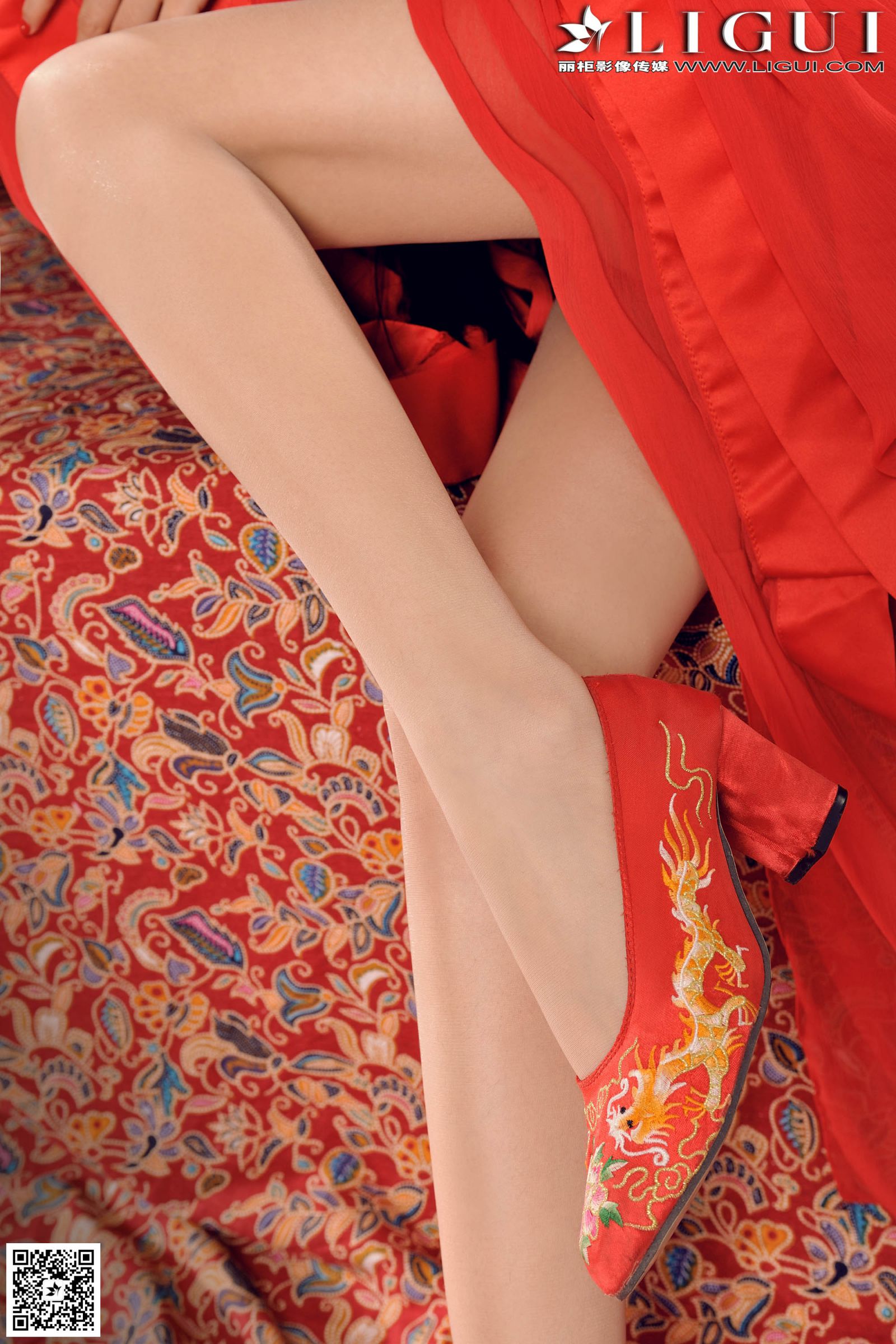 [Ligui丽柜] 可馨 - 红色古典风旗袍+肉丝长腿美足[100](第5页)