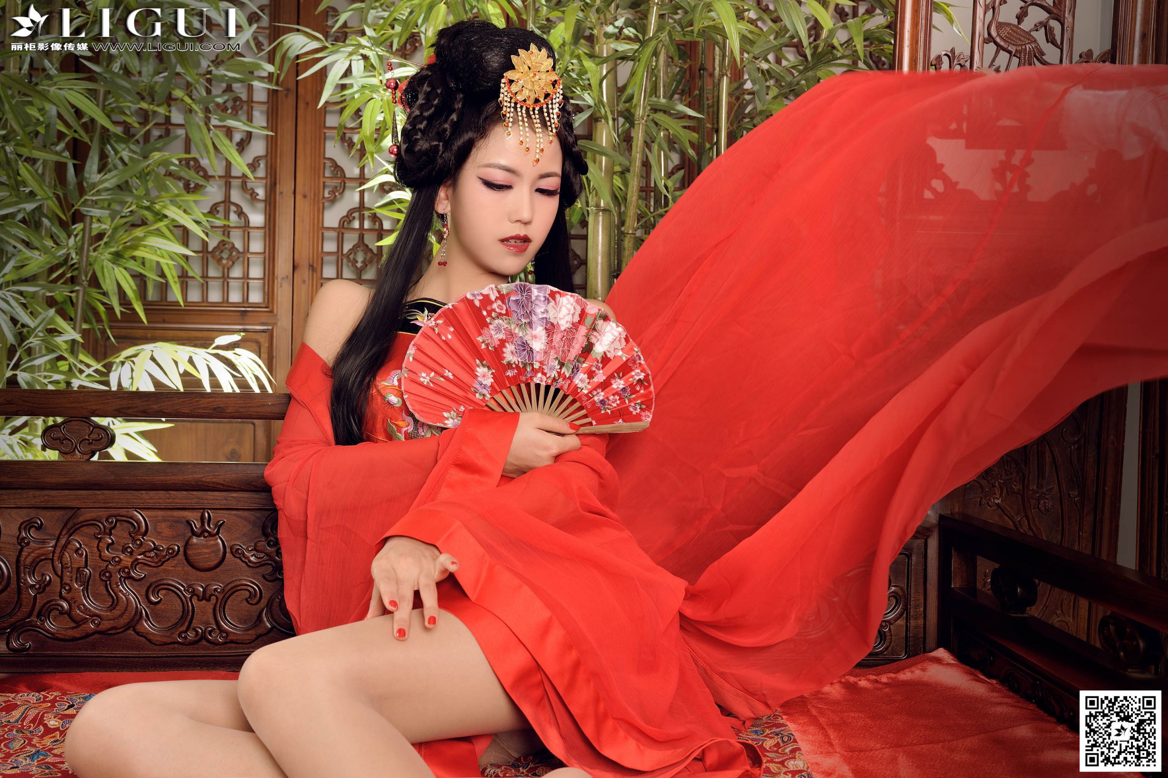 [Ligui丽柜] 可馨 - 红色古典风旗袍+肉丝长腿美足[100](第36页)